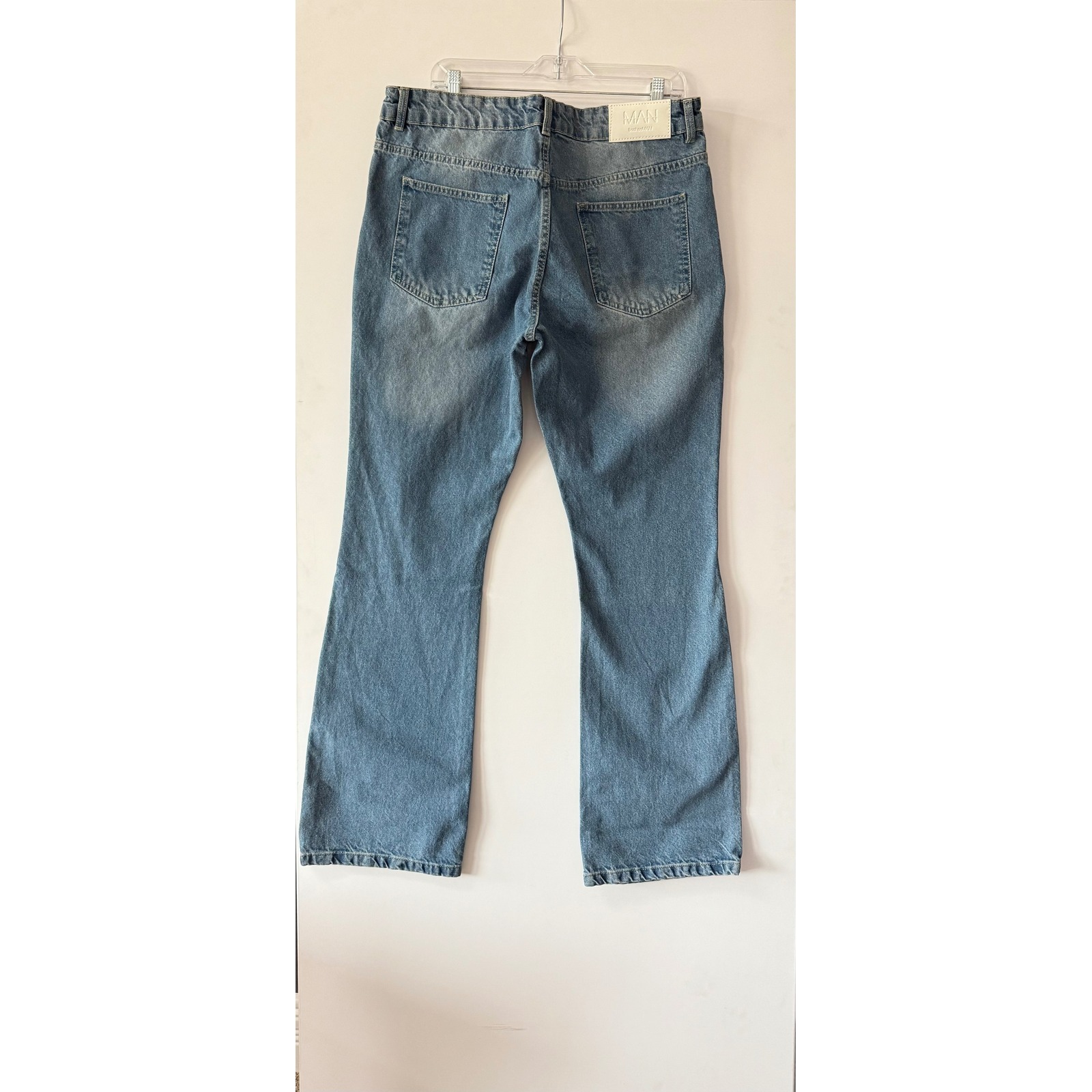 Boohooman Bootcut Flare Denim Jeans Light Wash Mens 36 Retro Hip Hop Y2k Grunge — image 2 of 7